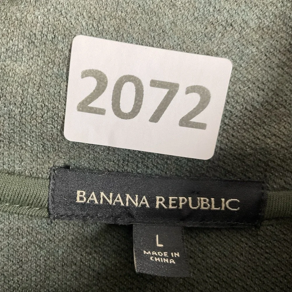 BANANA‎ REPUBLIC Men's Sweater Sz L Forest Green Cotton Blend 1/4 Zip Turtleneck